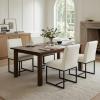 CIMOTA Cream Leather Dining Chairs Set of 4, Modern Dining Room Chairs Upholstered Armless Guest Side Chair with Black Base for Dining Room/Kitchen, Cream White 4PCS view 1