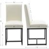CIMOTA Cream Leather Dining Chairs Set of 4, Modern Dining Room Chairs Upholstered Armless Guest Side Chair with Black Base for Dining Room/Kitchen, Cream White 4PCS view 2
