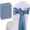 WENSINL Pack of 50 Satin Dusty Blue Chair Sashes for Wedding 7x108 Inch Chair Bows Ribbons Ties for Party Birthday Banquet Ceremony Baby Shower Event Decorations view 1