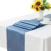 WENSINL Pack of 50 Satin Dusty Blue Chair Sashes for Wedding 7x108 Inch Chair Bows Ribbons Ties for Party Birthday Banquet Ceremony Baby Shower Event Decorations view 3