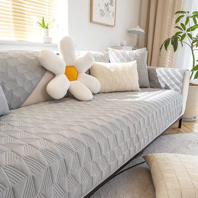 Vintage Floral Embroidery Sofa Couch Cover Soft Cotton Quilted Sectional Couch Cover Solid Non Slip Sofa Slipcover Furniture Protector For Living Room ( Color : Color B , Size : 90*90cm/36*36in )
