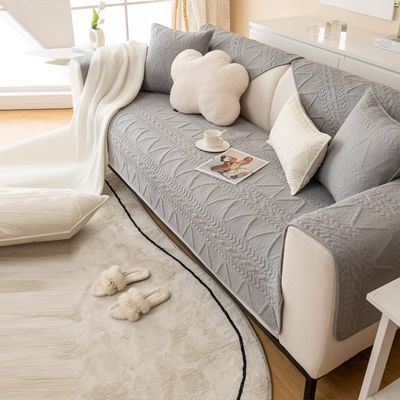Vintage Floral Embroidery Sofa Couch Cover Soft Cotton Quilted Sectional Couch Cover Solid Non Slip Sofa Slipcover Furniture Protector For Living Room ( Color : Color B , Size : 90*210cm/36*83in )