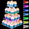Cupcake Stand with Rechargeable Light - 4 Tiered Cupcake Tower Tree - Clear Cupcake Holder for 52 Cupcakes - Led Dessert Pastry Display Stand for Parties, Celebrations, and Events view 1