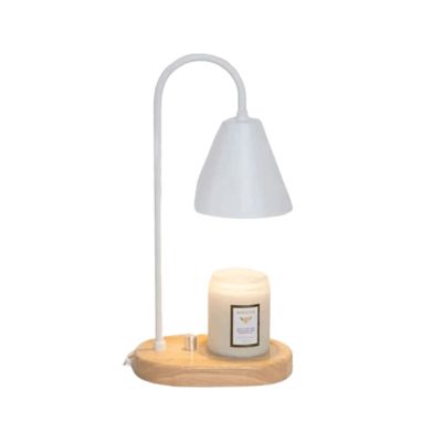 LIOONS Stylish Candle Lamps Creative Melting Wax Lamp Lamp Dimmable Wooden Base Candle Warmer Lamp with 2 Bulbs for Candle Lamp Large Small Jar Candles Home Decoration