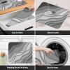 Abstract Wavy Ombre Gray Dish Drying Mats for Kitchen Counter, Modern Geometric Stripes Microfiber Absorbent Dish Drainer/Rack Mat,Reversible Hangding Quick Drying kitchen Mat, 18x24 Machine Washable view 4