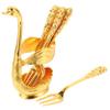 1 Set Swan Spoon Dessert Forks with Organizer Stirring Spoon Swan Figure Base Forks Holder Soup Mini Ice Cream Metal with Stand Coffee Alloy Gold and Silver view 1