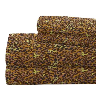 1000 Thread Count 100% Egyptain Cotton RV King, Leopard Print [4 PC] Sheets Set, Long-Staple Egypt Cotton Bedsheet, Breathable, Soft & Silky Sateen Weave, Fits Upto 28" Extra Deep Pockets Mattress
