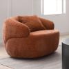 KEVINSPACE Swivel Accent Chair SwivelChairs for Living Room SwivelBarrelChair Round SwivelChair CornerChair Small Modern AccentChair Boucle 360SwivelChair with PillowChair 35" W Orange view 1