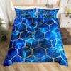 Blue Marble Full Size Duvet Cover Boys Girls Honeycomb Bedding Set for Kids Modern Marble Aesthetic Comforter Cover Set Geometrical Gold Black Navy Blue Bedspread Cover Room Decor Bedclothes Zipper view 1