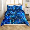 Blue Marble Full Size Duvet Cover Boys Girls Honeycomb Bedding Set for Kids Modern Marble Aesthetic Comforter Cover Set Geometrical Gold Black Navy Blue Bedspread Cover Room Decor Bedclothes Zipper view 2