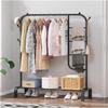 110cm Garment Rack Clothes Drying Rack Pipe Hanging Garment Rail Metal Coat Large Space Movable Laundry Dryer Clothes Rails for Home Garment Storage Indoor (Color : Black) view 1