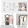 110cm Garment Rack Clothes Drying Rack Pipe Hanging Garment Rail Metal Coat Large Space Movable Laundry Dryer Clothes Rails for Home Garment Storage Indoor (Color : Black) view 3