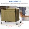 Katzowen Professional Service Trolley Sturdy Iron Frame for Motel, Hotel Room & Laundry Room - Large Commercial Housekeeping Trolley with Wheels & Bag view 2