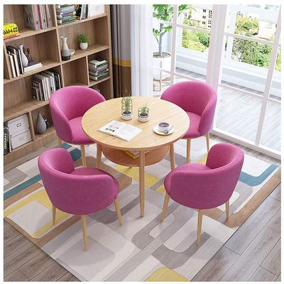 Office Table and Chair Set Small Dining Table Set, Dining Set for Small Spaces Kitchen, Cafe Tables and Chairs Set for Tea Shop Hotel Restaurant Dessert Shop Reception Room Terrace Villa ( Color : Pin