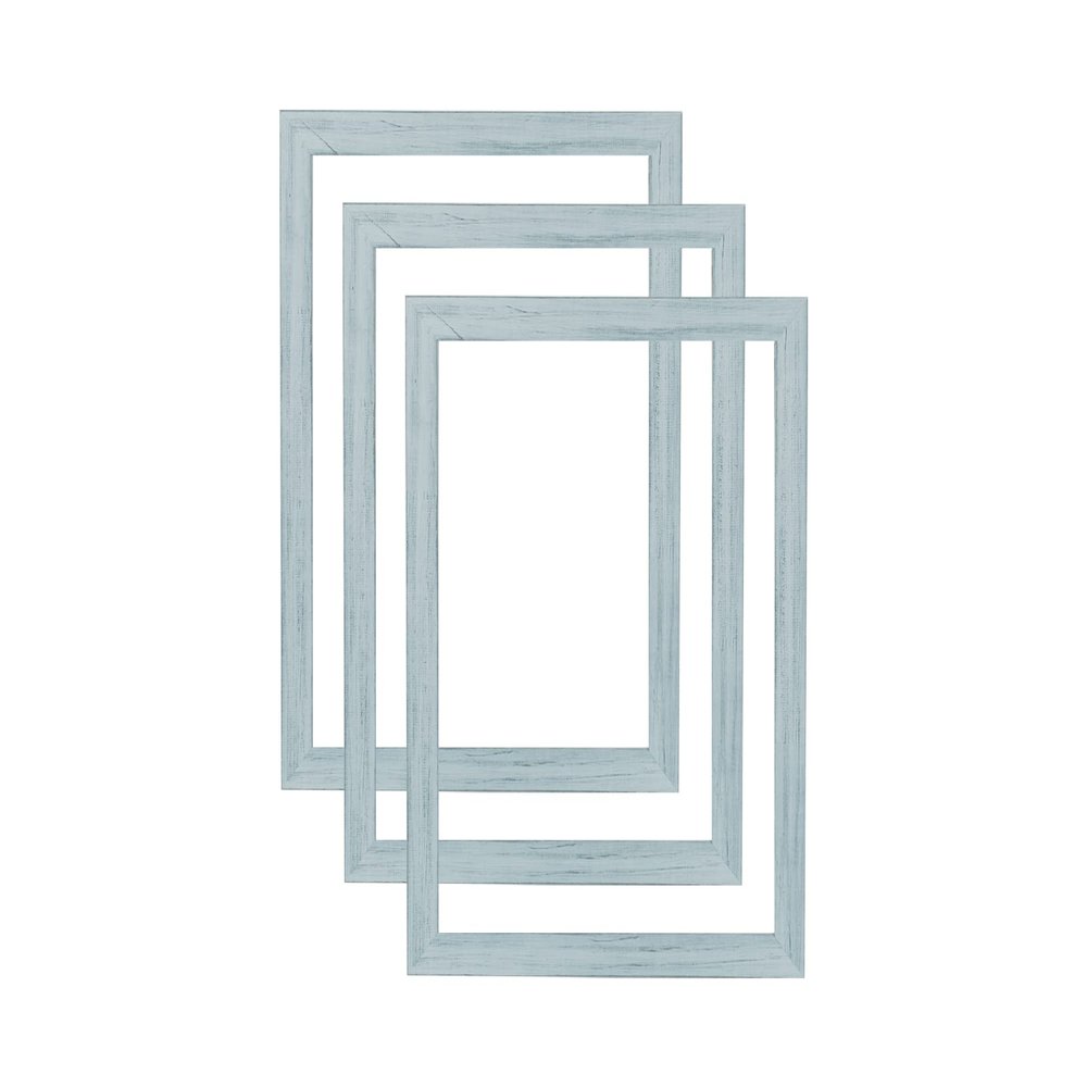 Millbrook Collection Country Chic Wood Picture Frames, 3-Pack, 11x14" - Sky Blue, Narrow - 1-1/2" Face Solid Wood Molding for Photos, Artwork & Prints Includes Acrylic Glazing - Made in USA