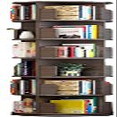 Katzowen Small Bookshelf Brown Rotation Bookcase, Large Wooden for Bedroom/Office/Living Room, 2-6 Layers Optional