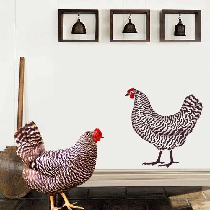 Dominique Chicken Stencil - 2 Overlay Chicken Wall Design - Farmhouse Chicken Decoration - DIY Kitchen Decor (Large)