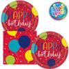 Lobyn Value Packs 32 Piece Heavy Duty Balloon design Birthday Party Plates and Napkins Set  7-Inch Dessert Plates and 6.5-Inch Luncheon Napkins  Colorful Disposable Tableware view 1