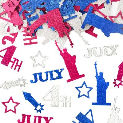 200pcs Patriotic Table Confetti, Red White Blue Sequin Sprinkles Confetti Decorations 4th of July Glitter Confetti Star Statue of Liberty Sprinkles for Patriotic Party Birthday Baby Shower Decor