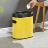 Garbage Can Stainless Steel Sorting Trash Can Household Dry and Wet Separation Kitchen Waste Basket Large Capacity Garbage Cans No Lid Double Barrel Wastepaper Basket (Color : Brass) view 4