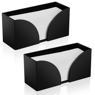 2Pack Paper Towel Dispenser Countertop, Black Acrylic Paper Towel Holder for Bathroom Folded Paper Towel Dispenser Clear Trifold Napkin Holder for Z-fold, C-fold, MultiFold Trifold - Home Kitchen