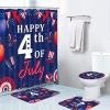 4th of July Gnomes Bathroom Set with Shower Curtains,Bath Mat, Toilet Cover and Rugs, 4Pcs Red White and Blue American Flag Star Bathroom Shower Curtain with 12 Hooks Waterproof Bathroom Decor Set view 1