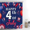 4th of July Gnomes Bathroom Set with Shower Curtains,Bath Mat, Toilet Cover and Rugs, 4Pcs Red White and Blue American Flag Star Bathroom Shower Curtain with 12 Hooks Waterproof Bathroom Decor Set view 2
