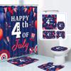 4th of July Gnomes Bathroom Set with Shower Curtains,Bath Mat, Toilet Cover and Rugs, 4Pcs Red White and Blue American Flag Star Bathroom Shower Curtain with 12 Hooks Waterproof Bathroom Decor Set view 4