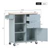 CKLMMC Store Kitchen Island Cart with Rubber Wood Top and 2 Drawers,4 Wheels and 3 Open Shelves,for Dining Room Bathroom Living Room (Grey Blue#h) view 3