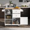 CKLMMC Store Kitchen Island Cart with Rubber Wood Top and 2 Drawers,4 Wheels and 3 Open Shelves,for Dining Room Bathroom Living Room (White#h) view 1