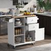 CKLMMC Store Kitchen Island Cart with Rubber Wood Top and 2 Drawers,4 Wheels and 3 Open Shelves,for Dining Room Bathroom Living Room (White#h) view 2