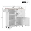 CKLMMC Store Kitchen Island Cart with Rubber Wood Top and 2 Drawers,4 Wheels and 3 Open Shelves,for Dining Room Bathroom Living Room (White#h) view 3
