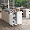 CKLMMC Store Kitchen Island Cart with Rubber Wood Top and 2 Drawers,4 Wheels and 3 Open Shelves,for Dining Room Bathroom Living Room (White#h) view 4