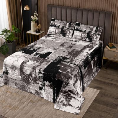 Erosebridal Black and White Watercolor Queen Quilt Set Gradient Coverlet Set for Boys Girls, Tie Dye Ombre Bedding Set Grunge Abstract Bedspread Set, Oil Painting Aesthetic Bed Quilt Bedroom Decor
