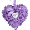 Katutude Wedding Ring Pillow Romantic Rose Heart Shape Ring Cushion Jewelry Holder Wedding Ceremony Ring Bearer Pillows Can Hold 2 Rings for Wedding Supplies, 20cm x 20cm x 8cm/Purple view 1