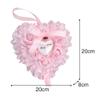 Katutude Wedding Ring Pillow Romantic Rose Heart Shape Ring Cushion Jewelry Holder Wedding Ceremony Ring Bearer Pillows Can Hold 2 Rings for Wedding Supplies, 20cm x 20cm x 8cm/Purple view 3