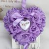 Katutude Wedding Ring Pillow Romantic Rose Heart Shape Ring Cushion Jewelry Holder Wedding Ceremony Ring Bearer Pillows Can Hold 2 Rings for Wedding Supplies, 20cm x 20cm x 8cm/Purple view 4