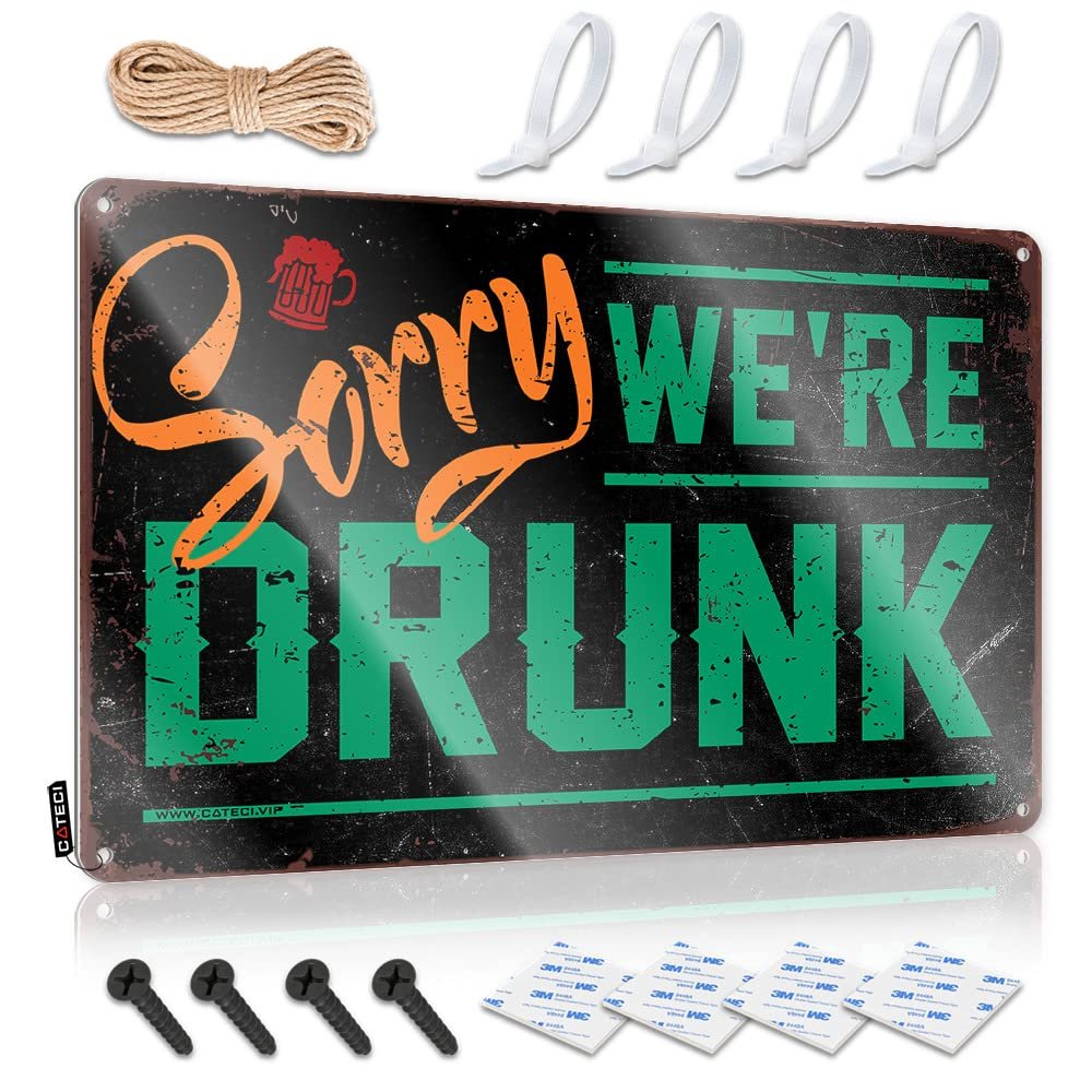 Abipuir Cave Man Bar Sorry We're Drunk Sign Teen Boy Room Decor Box Signs (Size : 20X30CM)