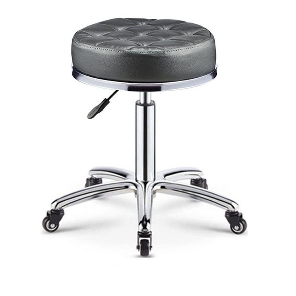 Rolling Stool with Wheels, Pneumatic Mechanic Stool, Adjustable Garage Shop Roller Seat, Round Movable Low Height Rolling Chair (Color : Dark Gray)