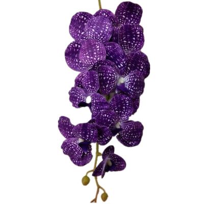 HXSCOO One Artificial Vanda Butterfly Orchid Flowers 9 Heads Real Touch Phalaenopsis for Wedding Centerpieces Home Floral Decoration (Color : Blue)
