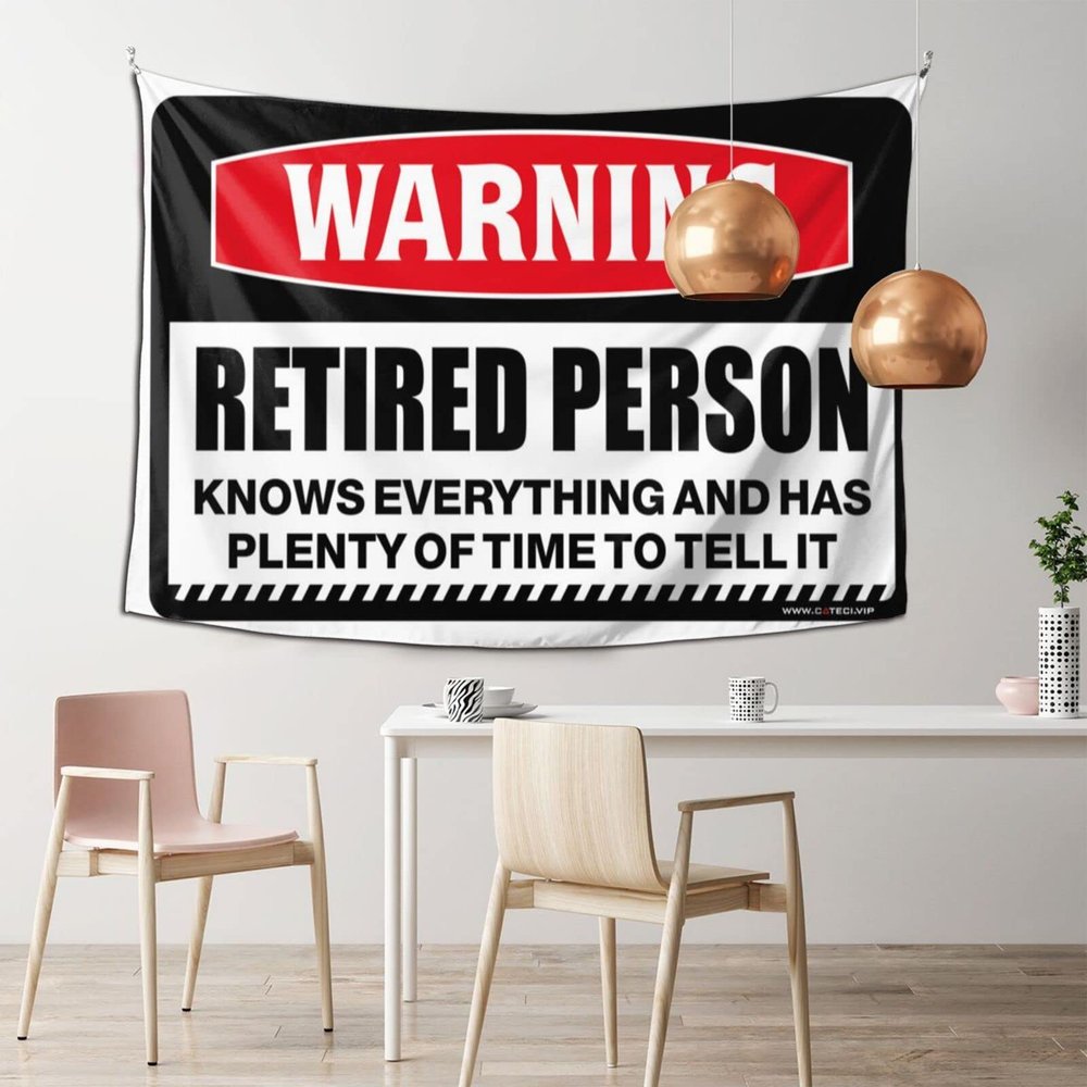 CakJuice Backyard Bar Decor Warning Retired Person Knows Everything Tapestry Large Tapestry Coquette Room Decor (Size : 100X150CM)