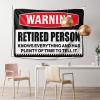 CakJuice Backyard Bar Decor Warning Retired Person Knows Everything Tapestry Large Tapestry Coquette Room Decor (Size : 100X150CM) view 1