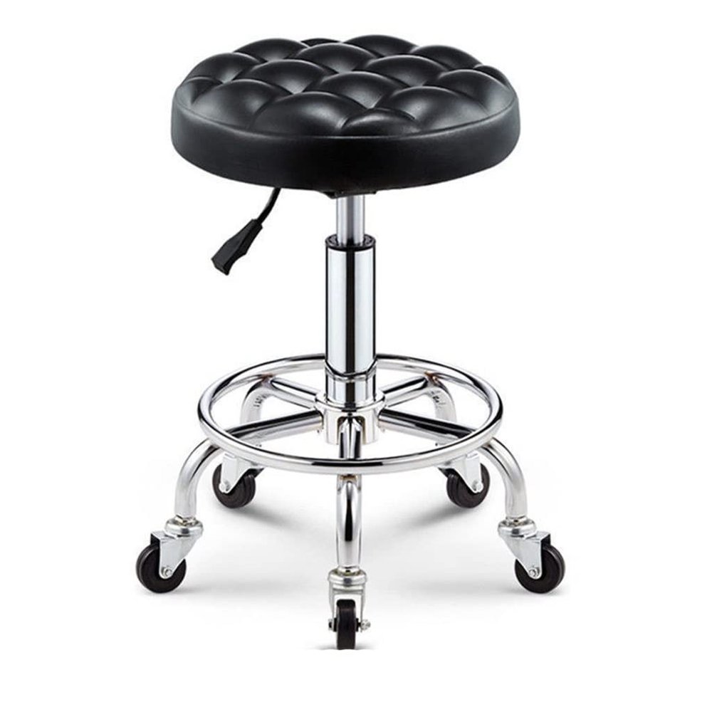 Automotive Mobile Rolling Mechanics Stool, Indoor Home Roller Mobile Seat, 360 Rotation Universal Swivel Wheels, Liftable Home Round Roller Seat Stool, Portable Chair (Color : Black)