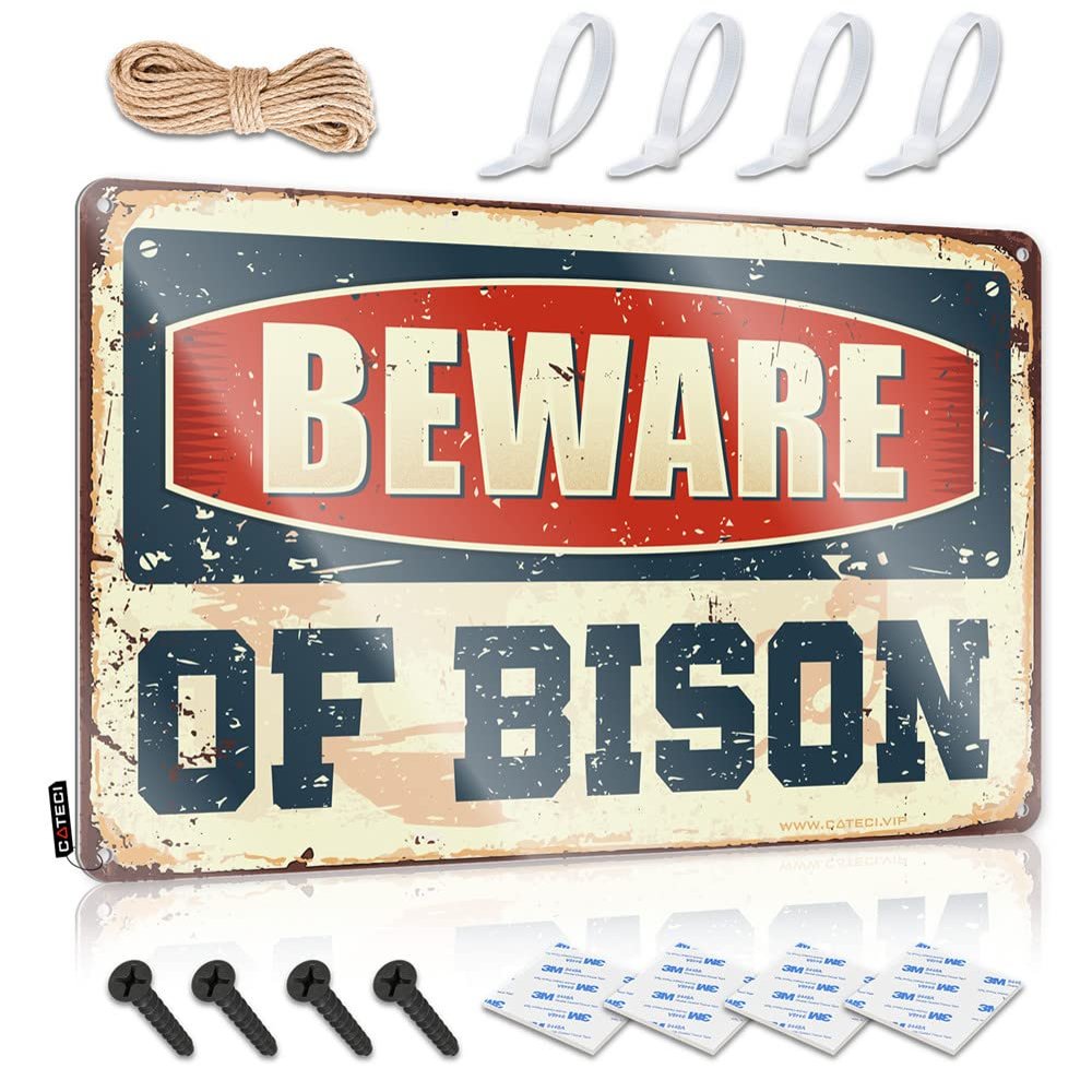 Abipuir Whiskey Signs for Home Bar Beware of Bison Sign Decor for Bedroom Funny Bathroom Decor (Size : 20X30CM)