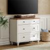 Dresser TV Stand for Bedroom, Mid Century Modern TV Console Table White Dressers with 3 Chest of Drawers, Wooden Closet Dresser for Bedroom and Living Room view 1