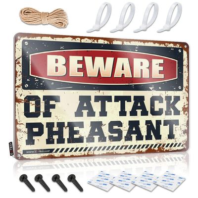 Abipuir Whiskey Signs for Home Bar Beware of Attack Pheasant Tin Sign Decor for Bedroom Funny Bathroom Decor (Size : 20X30CM)