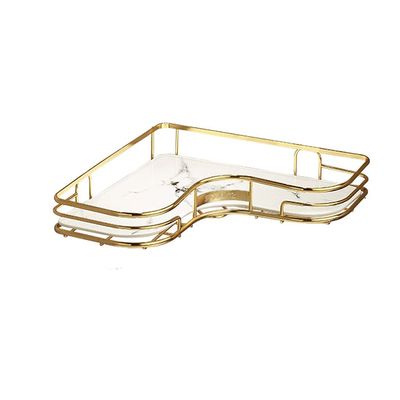 Bathroom Shelf Bathroom Organizer,1 Tier Triangle Shelf Bathroom Cosmetic Storage Shelf For And Countertop,Decorative Wire Organizer With Marbling Tray,White Floating Shelves/Shower Rack ( Color : Bra
