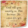 1 Peter 5 7 Bible Poster Scripture Wall Art Christian Wall Decorations for Home Contemporary Canvas Oil Painting Living Room Vertical Pictures (08x12inch(20x30cm),Unframed) view 1