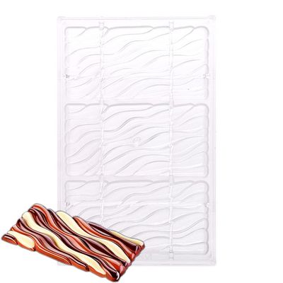 5 Designs Rectangle Cube Diamond Water Ripple PC Polycarbonate Chocolate Mold Sugarcraft Moulds Candy Making Ice Molds DIY Pastry Cake Decoration Tools (Curly Ripple)