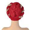 YOLAI Sequins Braided Twisted African Hat Cancer Chemo Muslim Turbans Hat Stretch Pleated Headwraps Cap for Women (Red, One Size) view 4